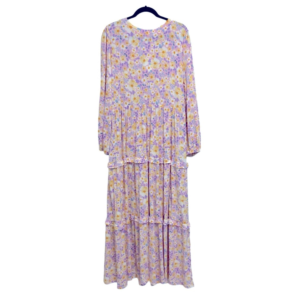 Eloquii Pastel Floral Tiered Long Sleeve Maxi Dress NWT - Picture 6 of 10